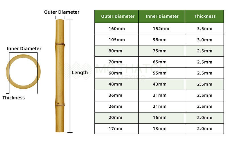 Cañas de bambú artificiales-Dibujo dimensional