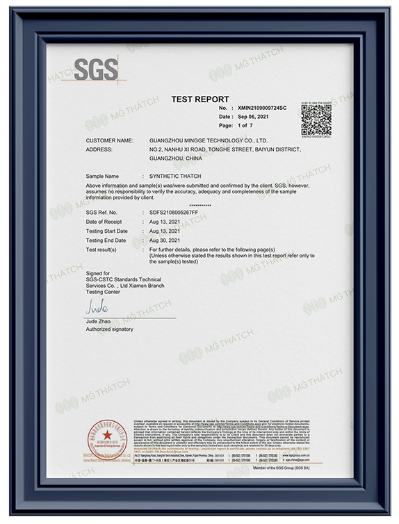 Certificado de prueba de retardante de llama - MGTHATCH